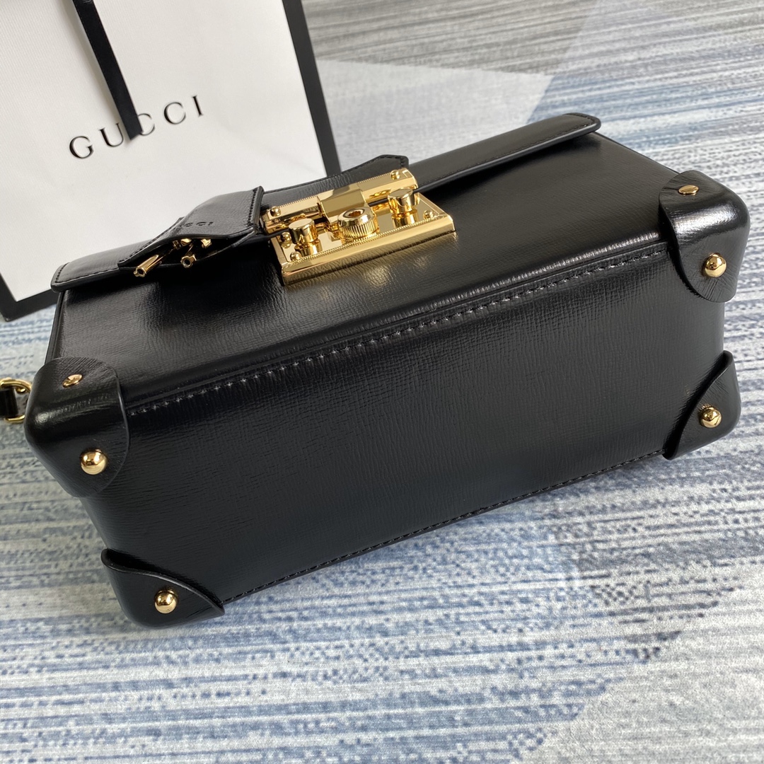 Gucci Padlock Leather Small Bamboo Shoulder Bag ?603221 Black